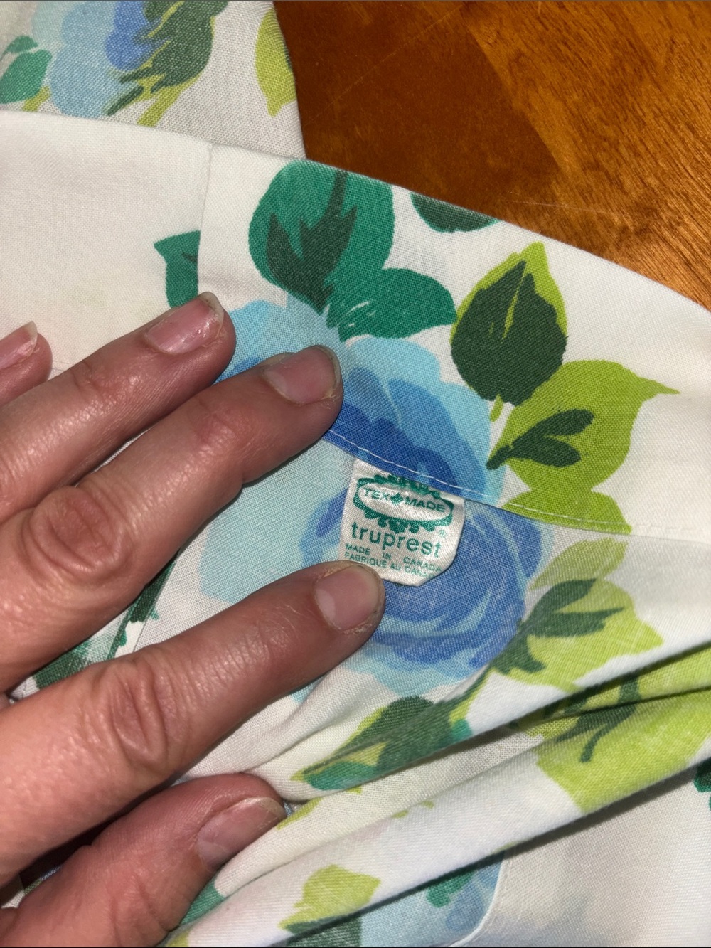 Floral Blue & Green Pillowcase - Soft Cotton Bedding - Picture 3 of 5